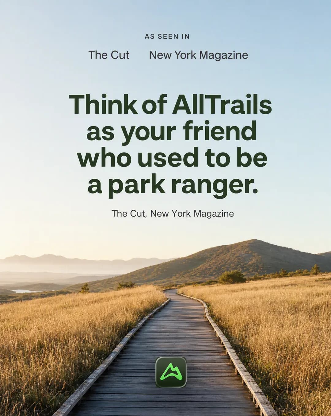 Press mention-Anzeige für AllTrails, erstellt vom Skill Statische Anzeigen