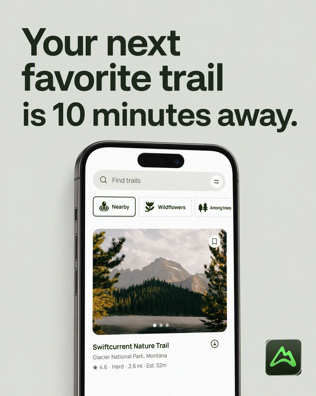 Headline statement-Anzeige für AllTrails, erstellt vom Skill Statische Anzeigen