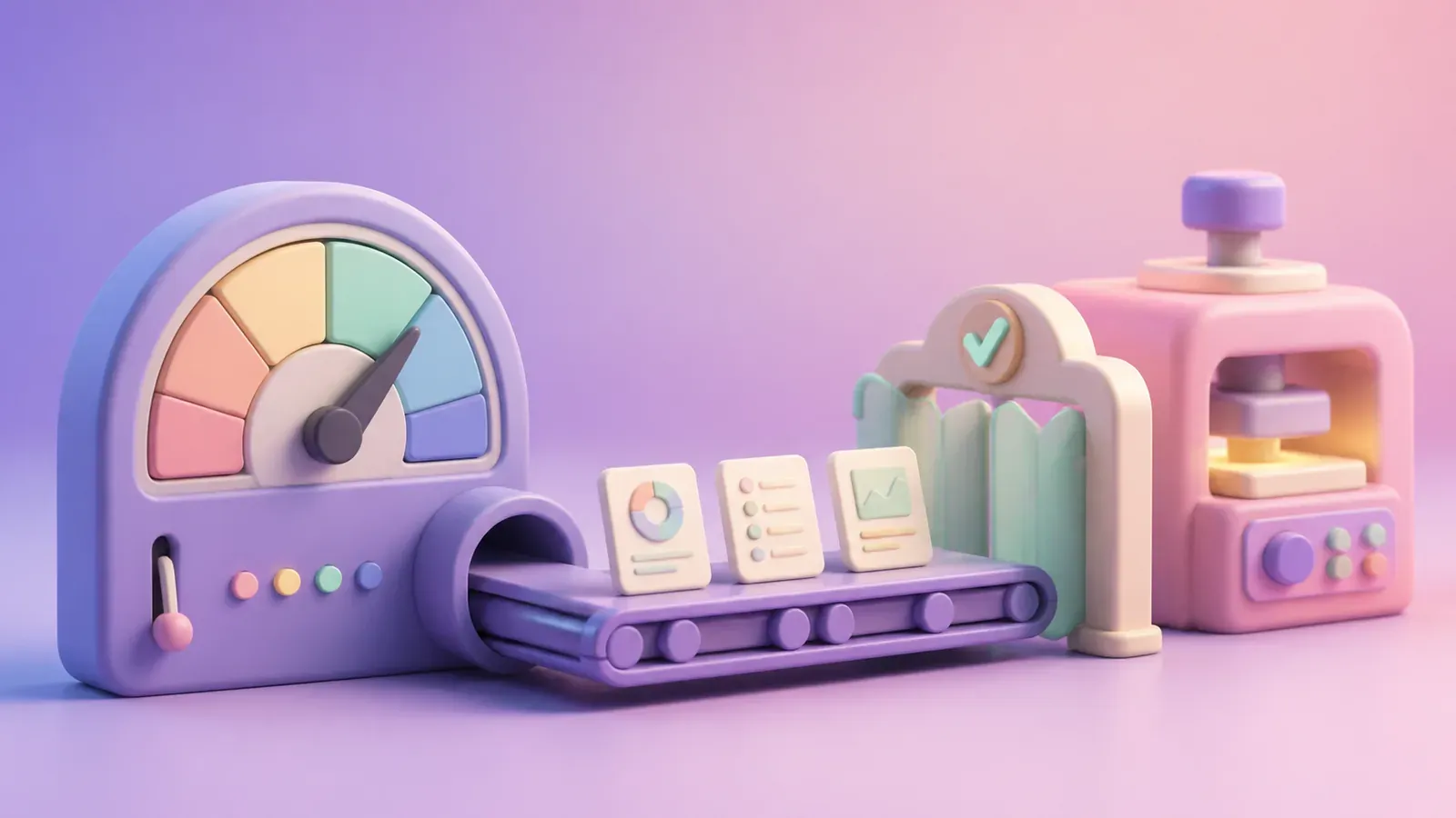 Pastel 3D review gate separating campaign evidence from approved creative production.